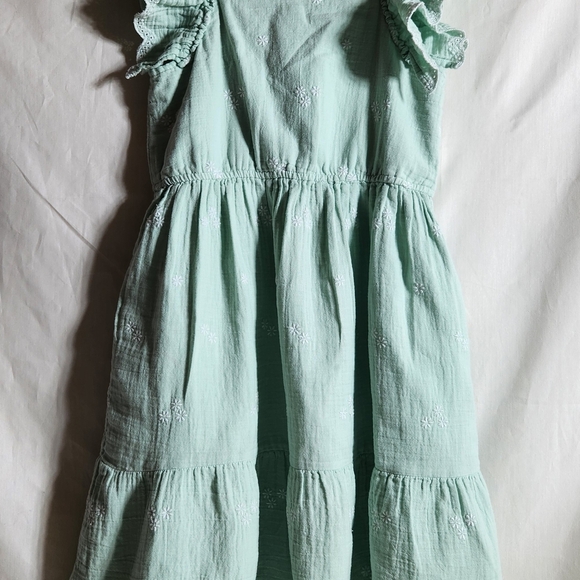 Cat & Jack Light Mint Green Kids XL 14 Dress Embroidery White Flowers - Picture 3 of 9